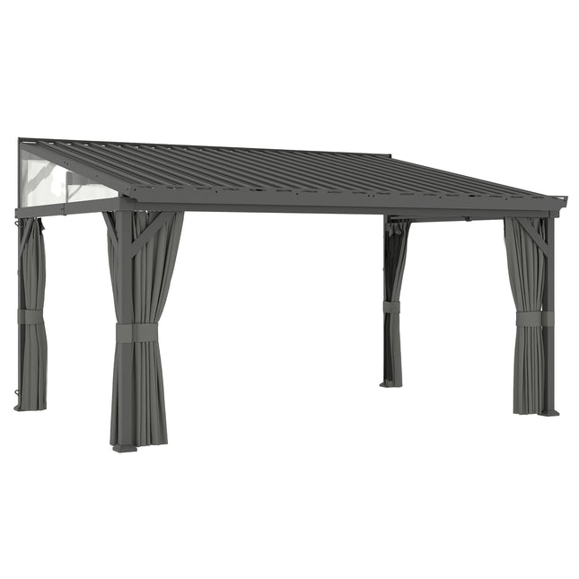 4.3 x 3 m Garden Pergola with Galvanised Steel Roof, Lean to Pergola Gazebo with