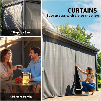 4.3 x 3 m Garden Pergola with Galvanised Steel Roof, Lean to Pergola Gazebo with