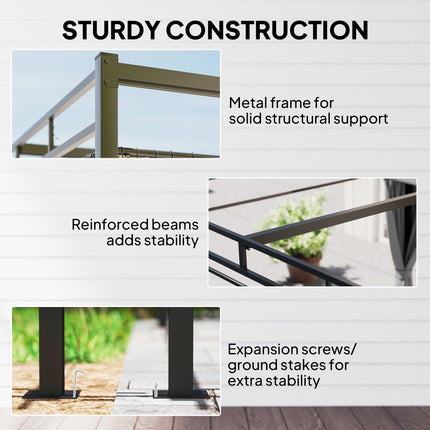 3 x 3 m Pergola with Retractable Roof Canopy and Curtains, UPF30+ Metal Frame Ga