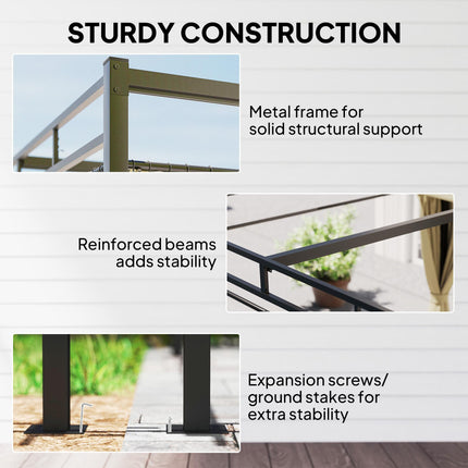 3 x 3 m Pergola with Retractable Roof Canopy and Curtains, UPF30+ Metal Frame Ga 1
