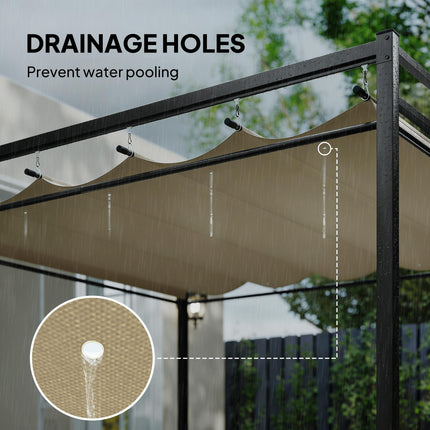 3 x 3 m Pergola with Retractable Roof Canopy and Curtains, UPF30+ Metal Frame Ga 1