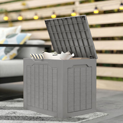 93L Plastic Garden Storage Box, Outdoor Storage Box with Handles, Waterproof Outdoor Storage Container, Khaki