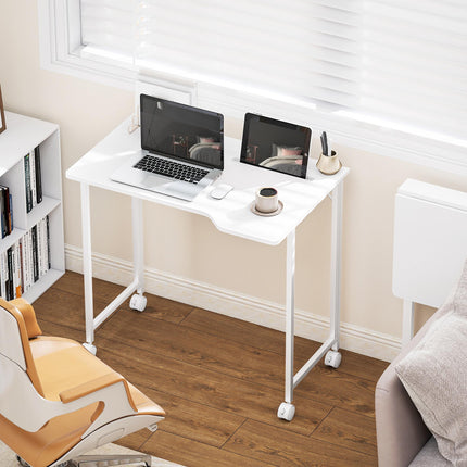 Small Folding Desk, with Wheels - White Wood-Effect