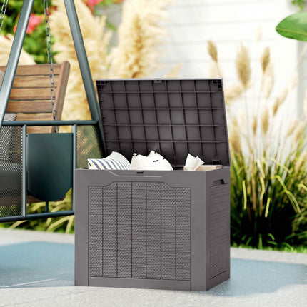 93L Plastic Garden Storage Box, Outdoor Storage Box with Handles, Waterproof Outdoor Storage Container, Brown