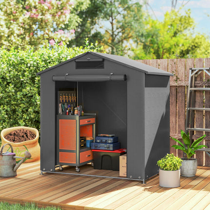 6 x 4 ft Outdoor Garden Storage Shed, Waterproof Bike Tent with Vent and Roll-Up