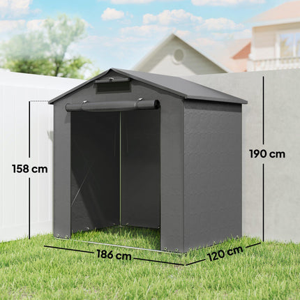 6 x 4 ft Outdoor Garden Storage Shed, Waterproof Bike Tent with Vent and Roll-Up