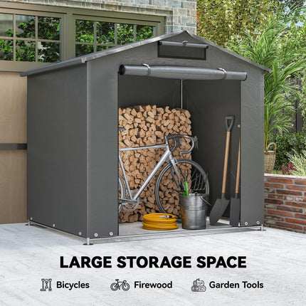 6 x 4 ft Outdoor Garden Storage Shed, Waterproof Bike Tent with Vent and Roll-Up