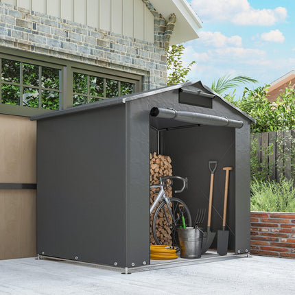 6 x 4 ft Outdoor Garden Storage Shed, Waterproof Bike Tent with Vent and Roll-Up