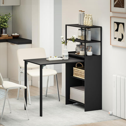 HOMCOM Folding Shelf and Work Table - Black