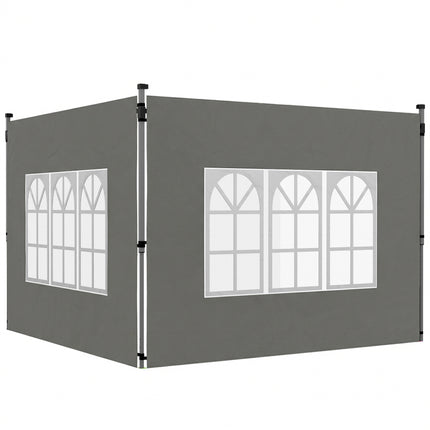 Gazebo Side Panels, Sides Replacement with Window for 3x3(m) or 3x4m Pop Up Gazebo, 2 Pack, Dark Grey