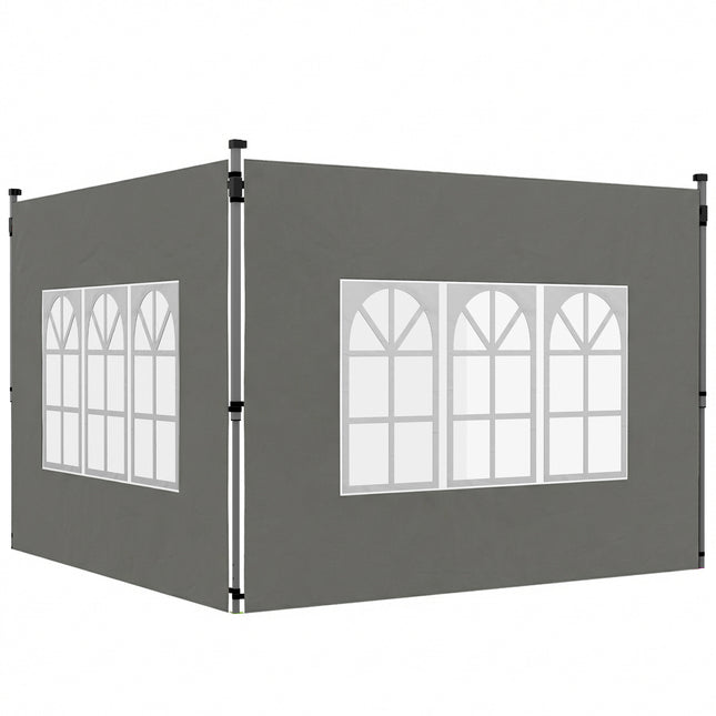 Gazebo Side Panels, Sides Replacement with Window for 3x3(m) or 3x4m Pop Up Gazebo, 2 Pack, Dark Grey