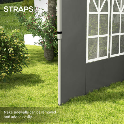 Gazebo Side Panels, Sides Replacement with Window for 3x3(m) or 3x4m Pop Up Gazebo, 2 Pack, Dark Grey