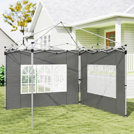 Gazebo Side Panels, Sides Replacement with Window for 3x3(m) or 3x4m Pop Up Gazebo, 2 Pack, Dark Grey