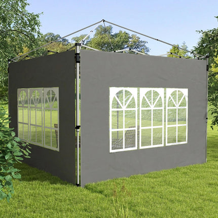 Gazebo Side Panels, Sides Replacement with Window for 3x3(m) or 3x4m Pop Up Gazebo, 2 Pack, Dark Grey