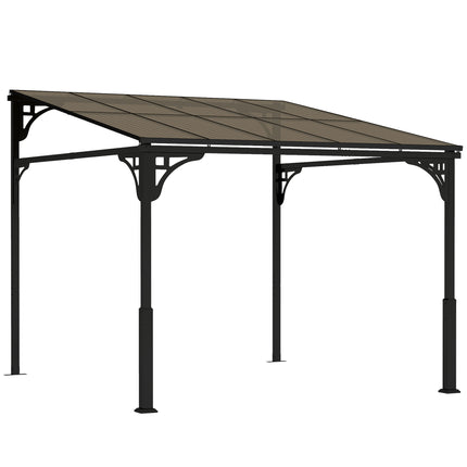 3 x 2.87 m Metal Lean-to Pergola, Wall-Mounted Hardtop Garden Pergola with Polyc