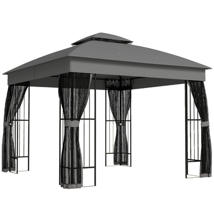 3 x 3 m Outdoor Garden Gazebo with Post Shelves, UPF50+ Double¬†Roof Patio Perma