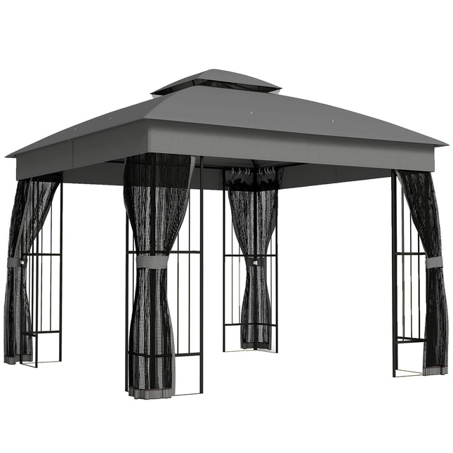3 x 3 m Outdoor Garden Gazebo with Post Shelves, UPF50+ Double¬†Roof Patio Perma