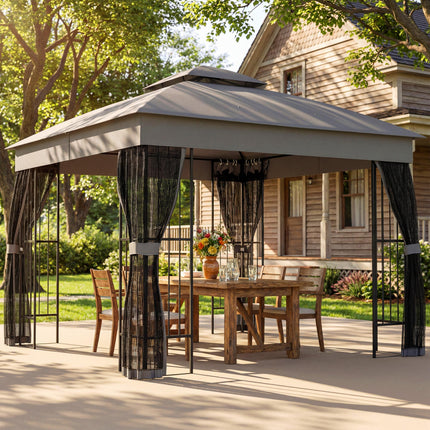3 x 3 m Outdoor Garden Gazebo with Post Shelves, UPF50+ Double¬†Roof Patio Perma