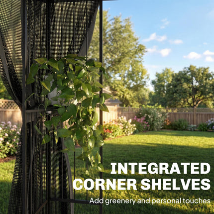 3 x 3 m Outdoor Garden Gazebo with Post Shelves, UPF50+ Double¬†Roof Patio Perma
