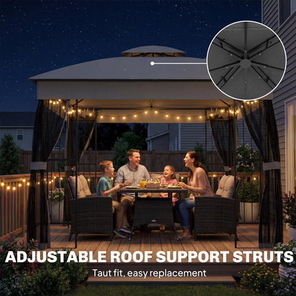 3 x 3 m Outdoor Garden Gazebo with Post Shelves, UPF50+ Double¬†Roof Patio Perma