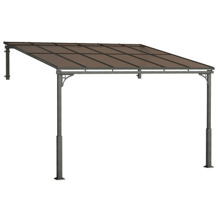 3.4 x 3 m Metal Lean-to Pergola, Wall-Mounted Garden Pergola with Polycarbonate