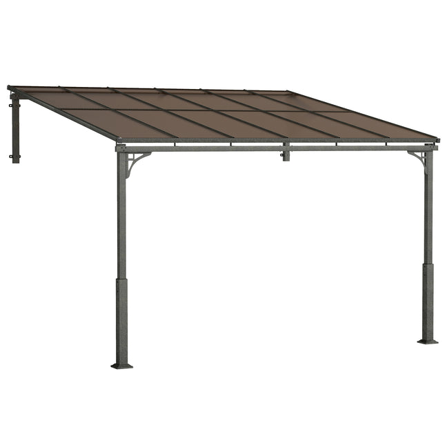 3.4 x 3 m Metal Lean-to Pergola, Wall-Mounted Garden Pergola with Polycarbonate