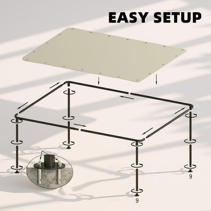 3 x 2 m Lean to Garden Pergola, Metal Frame Gazebo Pergola with UPF30+ Protection, Sloped Roof, Drainage Holes, Cream