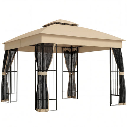 3 x 3 m Outdoor Garden Gazebo with Post Shelves, UPF50+ Double¬†Roof Patio Perma