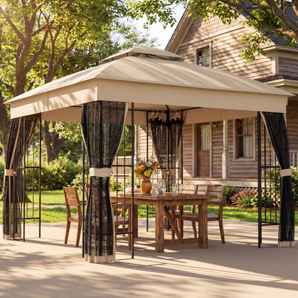 3 x 3 m Outdoor Garden Gazebo with Post Shelves, UPF50+ Double¬†Roof Patio Perma