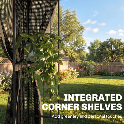 3 x 3 m Outdoor Garden Gazebo with Post Shelves, UPF50+ Double¬†Roof Patio Perma
