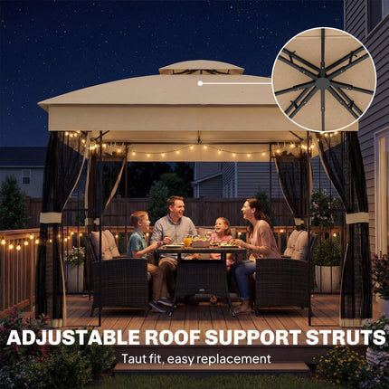 3 x 3 m Outdoor Garden Gazebo with Post Shelves, UPF50+ Double¬†Roof Patio Perma