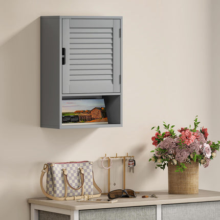 Bathroom Cabinet, Wall Mounted Storage Cabinet with Adjustable Shelves, 40 x 20 x 60 cm, Grey