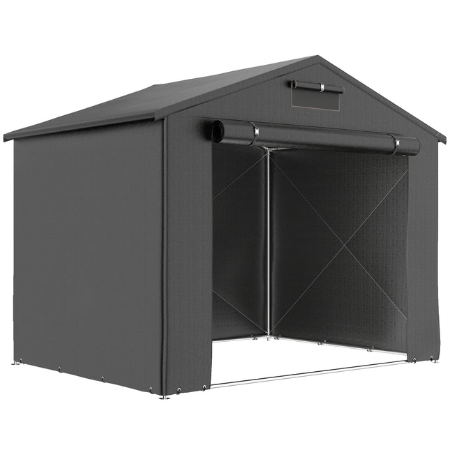 8 x 6 ft Outdoor Garden Storage Shed, Waterproof Bike Tent with Roll-Up Zipper Door