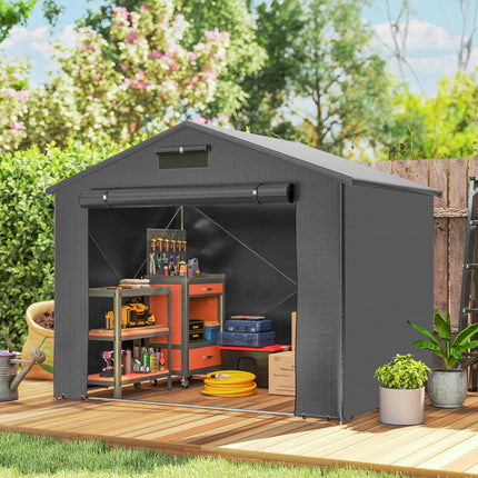 8 x 6 ft Outdoor Garden Storage Shed, Waterproof Bike Tent with Roll-Up Zipper Door