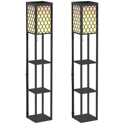 Three-Shelf Standing Lamps Set of 2 - Black
