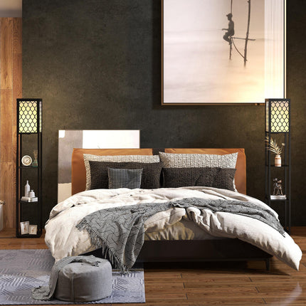 Three-Shelf Standing Lamps Set of 2 - Black