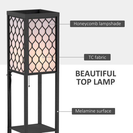 Three-Shelf Standing Lamps Set of 2 - Black