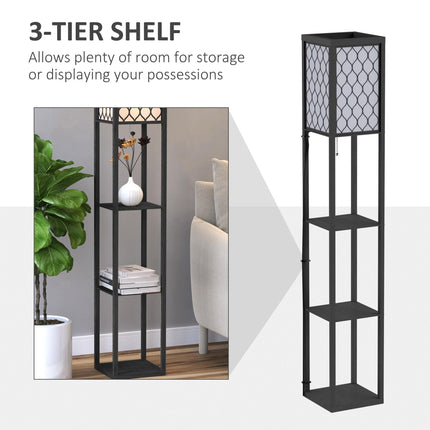 Three-Shelf Standing Lamps Set of 2 - Black