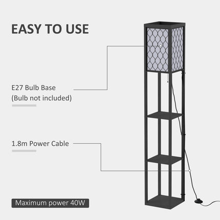 Three-Shelf Standing Lamps Set of 2 - Black