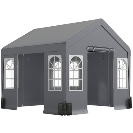 3 x 3 m Party Tent, Outdoor Canopy Tent Shelter with Removable Sidewalls, 4 Zipped Doors, for Parties, Wedding, Grey