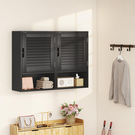 Bathroom Cabinet, Wall Mounted Storage Cabinet with Adjustable Shelves, 40 x 20 x 60 cm, Black