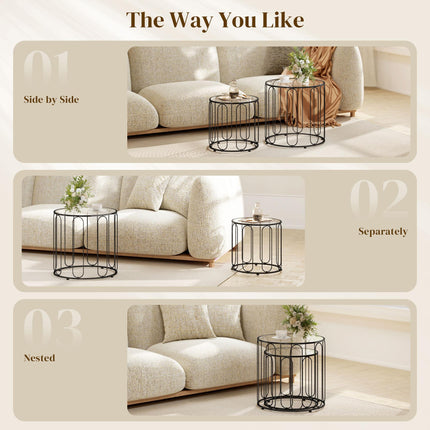 Elliptical Cut-Out Nesting Tables - Black