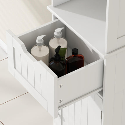 Slim Bathroom Storage Cabinet, with Sensor Lights - White