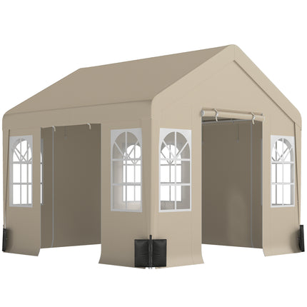3 x 3 m Party Tent, Outdoor Canopy Tent Shelter with Removable Sidewalls, 4 Zipped Doors, for Parties, Wedding, Beige