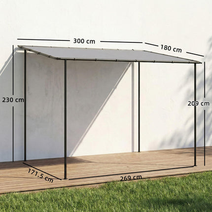 3 x 2 m Lean to Garden Pergola, Metal Frame Gazebo Pergola with UPF30+ Protectio