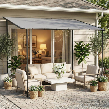 3 x 2 m Lean to Garden Pergola, Metal Frame Gazebo Pergola with UPF30+ Protectio
