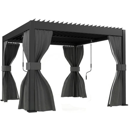 3 x 3 m Louvered Pergola with Adjustable Metal Louvred Roof, Aluminium Patio Gaz