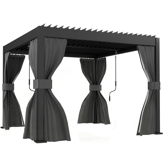 3 x 3 m Louvered Pergola with Adjustable Metal Louvred Roof, Aluminium Patio Gaz