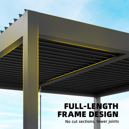 3 x 3 m Louvered Pergola with Adjustable Metal Louvred Roof, Aluminium Patio Gaz