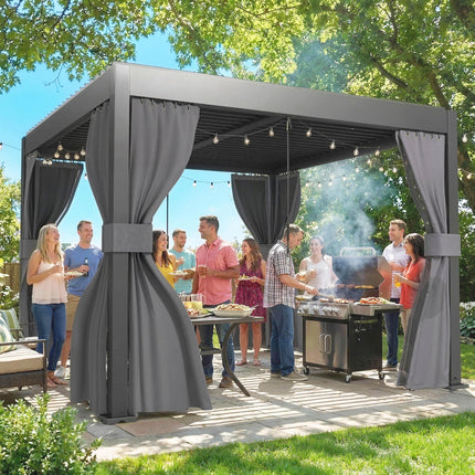 3 x 3 m Louvered Pergola with Adjustable Metal Louvred Roof, Aluminium Patio Gaz